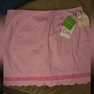 Pink & White Lilly Pulitzer Checkered Mini Skirt With Shorts Under Tennis/ Golf
